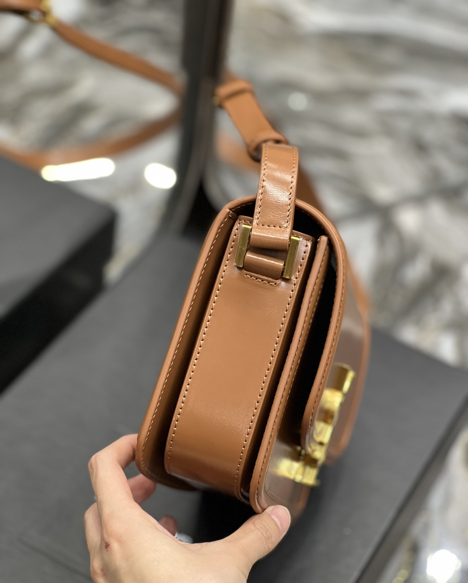 YSL SOLFERINO MEDIUM SATCHEL IN BOX SAINT LAURENT BROWN 9.1 X 6.3 X 2.4 INCHES - Image 10