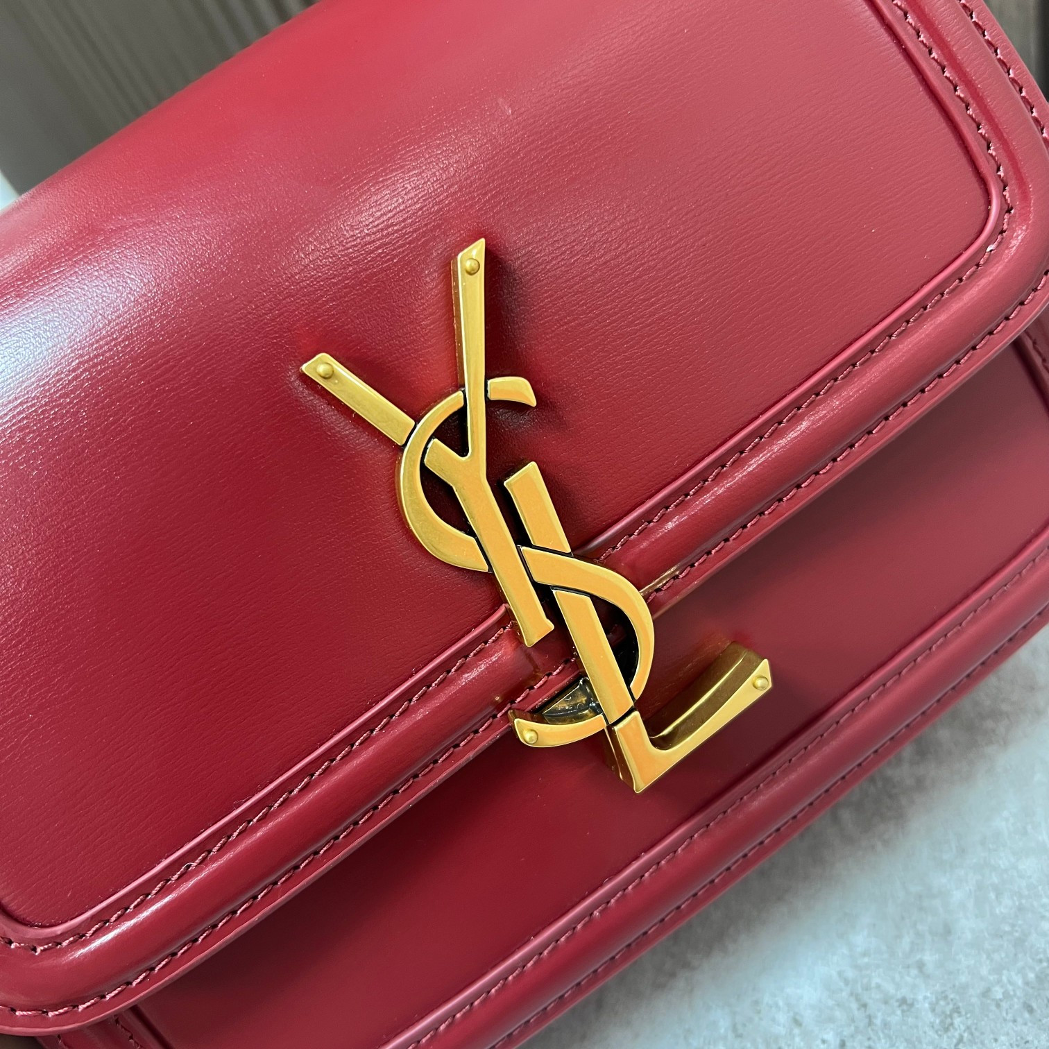 YSL SOLFERINO SMALL SATCHEL IN BOX SAINT LAURENT RED 7.4 X 5.1 X 1.9 INCHES - Image 6