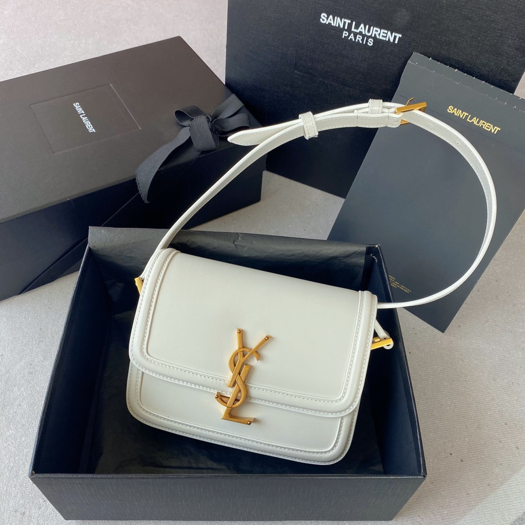 YSL SOLFERINO SMALL SATCHEL IN BOX SAINT LAURENT BLANC VINTAGE 7.4 X 5.1 X 1.9 INCHES - Image 2