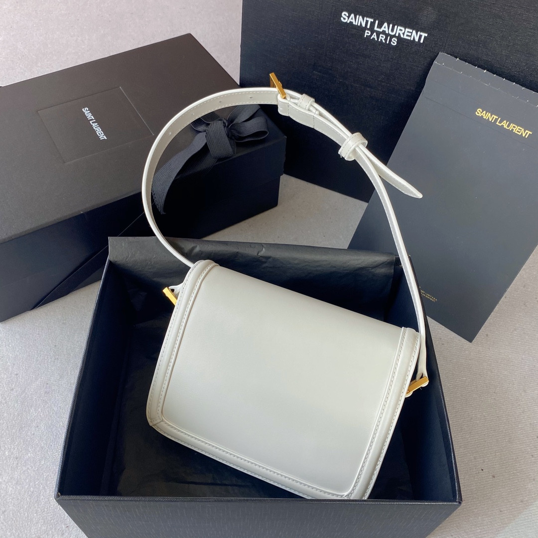 YSL SOLFERINO SMALL SATCHEL IN BOX SAINT LAURENT BLANC VINTAGE 7.4 X 5.1 X 1.9 INCHES - Image 3