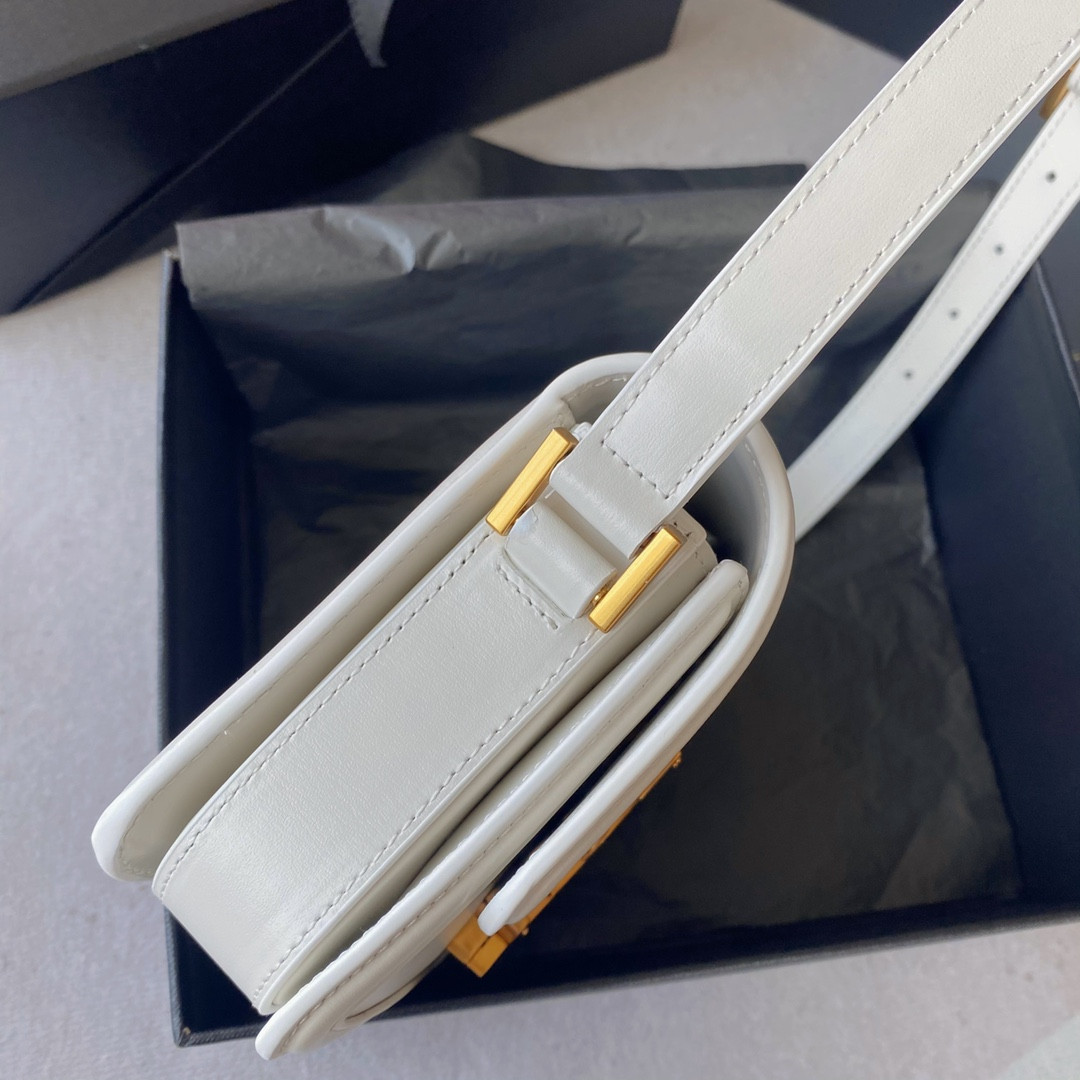 YSL SOLFERINO SMALL SATCHEL IN BOX SAINT LAURENT BLANC VINTAGE 7.4 X 5.1 X 1.9 INCHES - Image 6