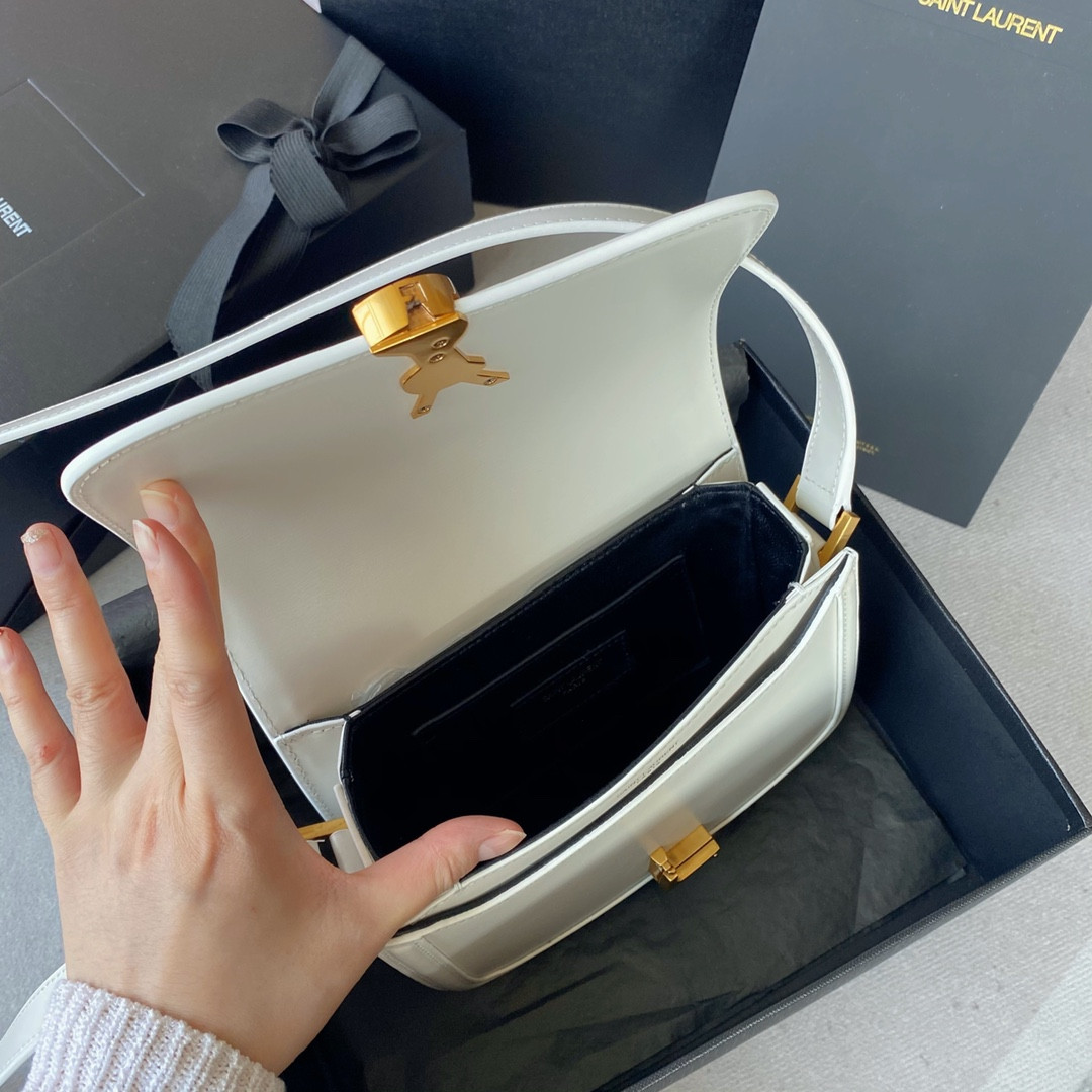 YSL SOLFERINO SMALL SATCHEL IN BOX SAINT LAURENT BLANC VINTAGE 7.4 X 5.1 X 1.9 INCHES - Image 10