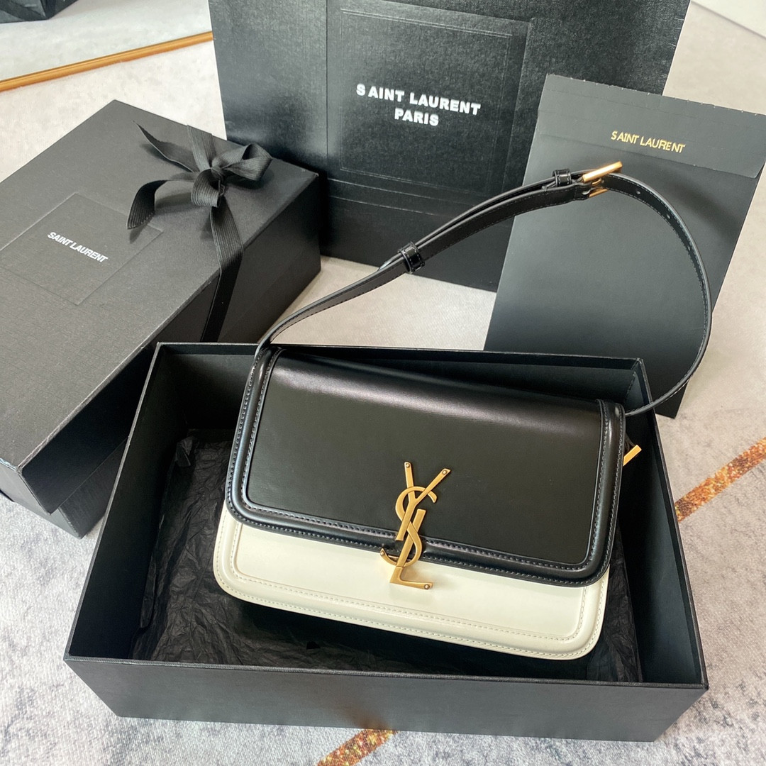 YSL SOLFERINO MEDIUM SATCHEL IN BOX SAINT LAURENT black white 9.1 X 6.3 X 2.4 INCHES - Image 2