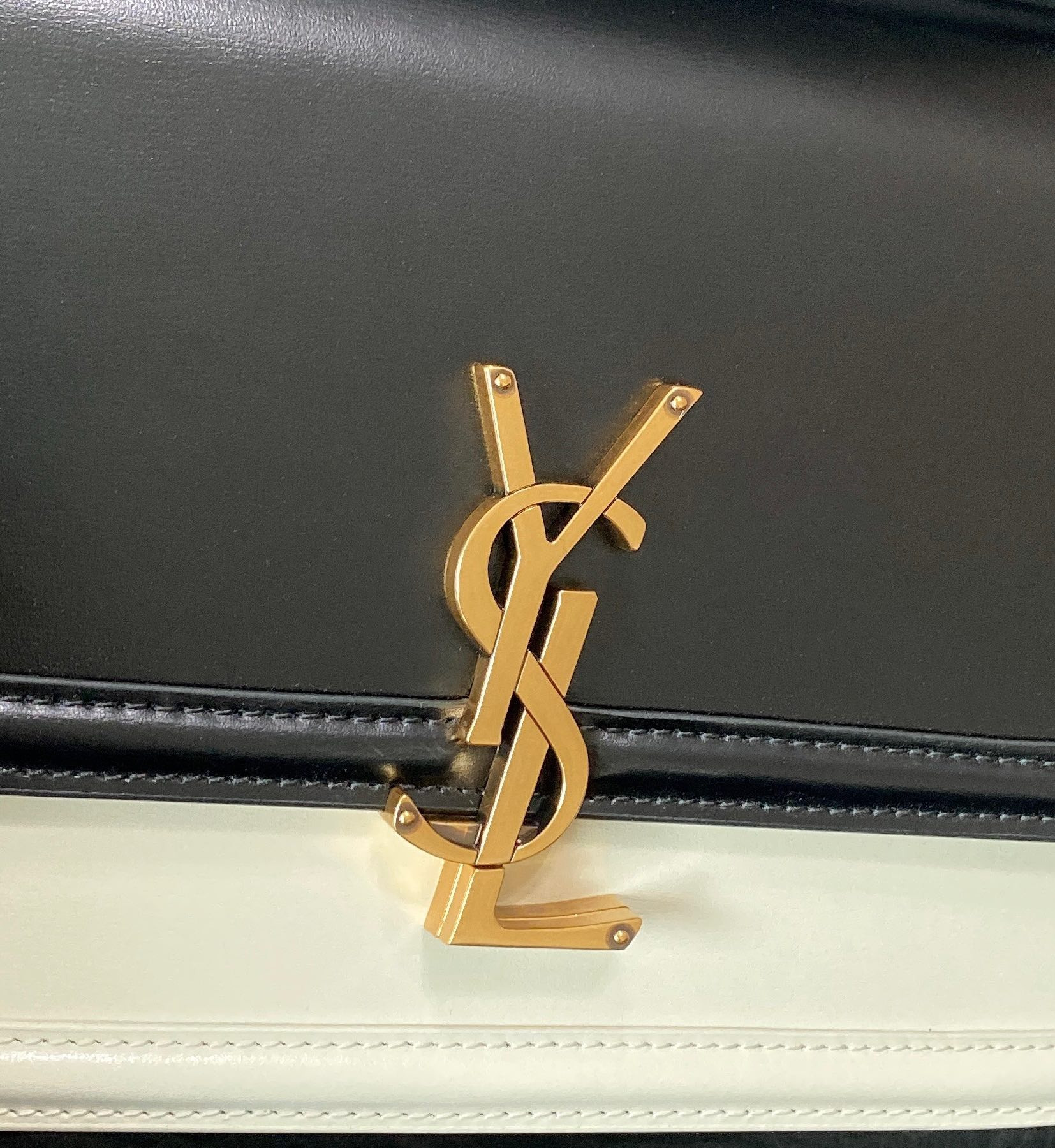 YSL SOLFERINO MEDIUM SATCHEL IN BOX SAINT LAURENT black white 9.1 X 6.3 X 2.4 INCHES - Image 7