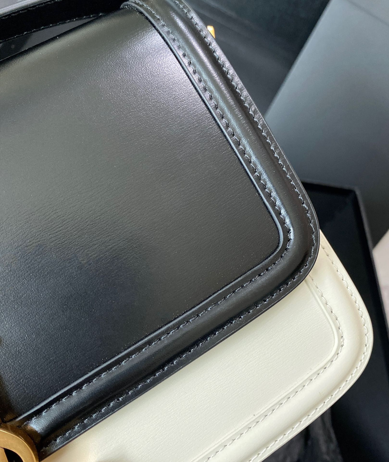 YSL SOLFERINO MEDIUM SATCHEL IN BOX SAINT LAURENT black white 9.1 X 6.3 X 2.4 INCHES - Image 9