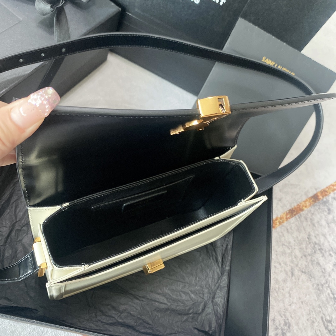YSL SOLFERINO MEDIUM SATCHEL IN BOX SAINT LAURENT black white 9.1 X 6.3 X 2.4 INCHES - Image 10
