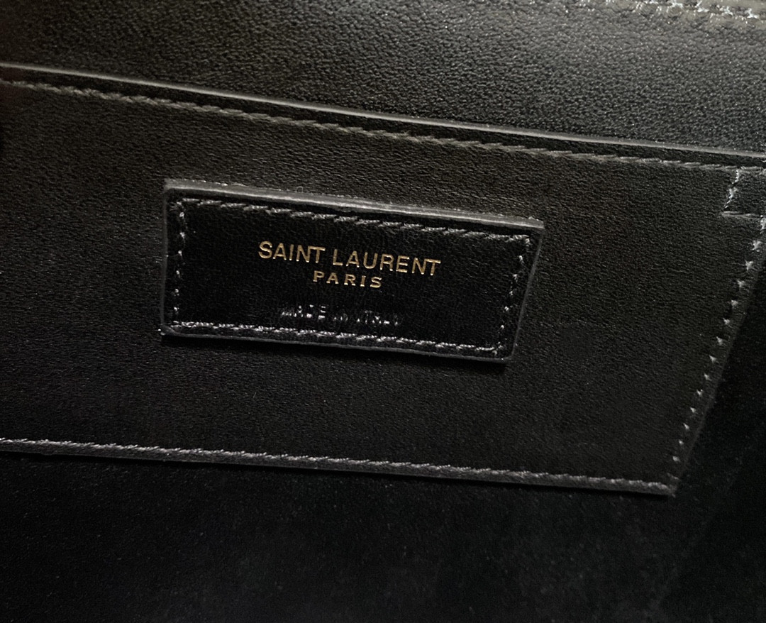 YSL SOLFERINO MEDIUM SATCHEL IN BOX SAINT LAURENT black white 9.1 X 6.3 X 2.4 INCHES - Image 14