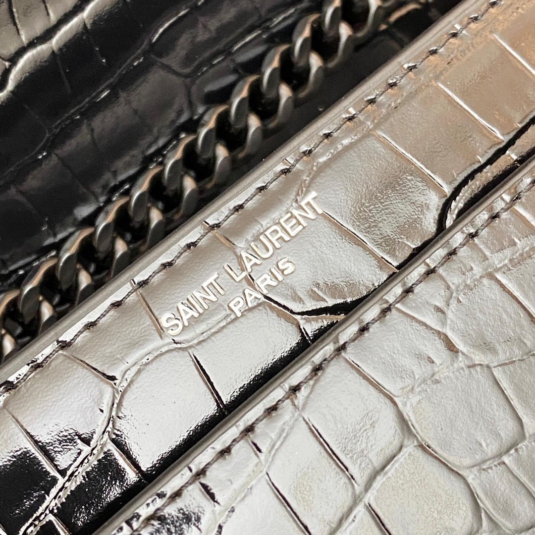 YSL SUNSET MEDIUM IN CROCODILE-EMBOSSED LEATHER NOIR(22*16*6.5cm) - Image 8