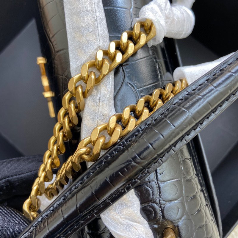 YSL SUNSET MEDIUM IN CROCODILE-EMBOSSED LEATHER BLACK(22*16*6.5cm) - Image 6