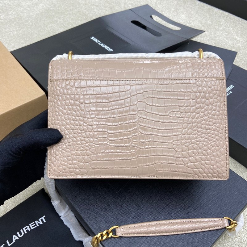 YSL SUNSET MEDIUM IN CROCODILE-EMBOSSED LEATHER DARK BEIGE(22*16*6.5cm) - Image 3