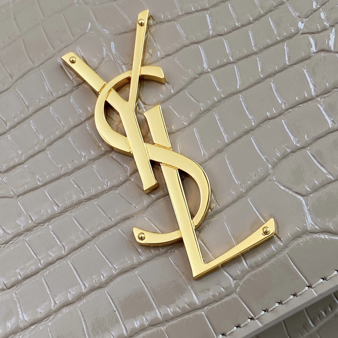 YSL SUNSET MEDIUM IN CROCODILE-EMBOSSED LEATHER DARK BEIGE(22*16*6.5cm) - Image 6