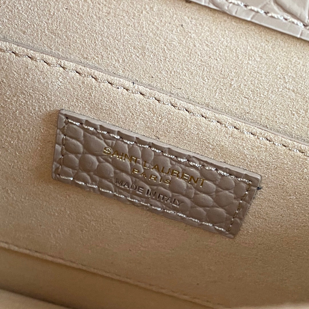 YSL SUNSET MEDIUM IN CROCODILE-EMBOSSED LEATHER DARK BEIGE(22*16*6.5cm) - Image 10