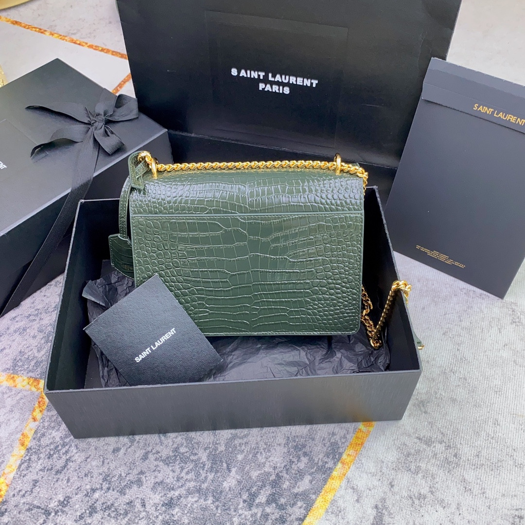 YSL SUNSET MEDIUM IN CROCODILE-EMBOSSED LEATHER MINT (22*16*6.5cm) - Image 3