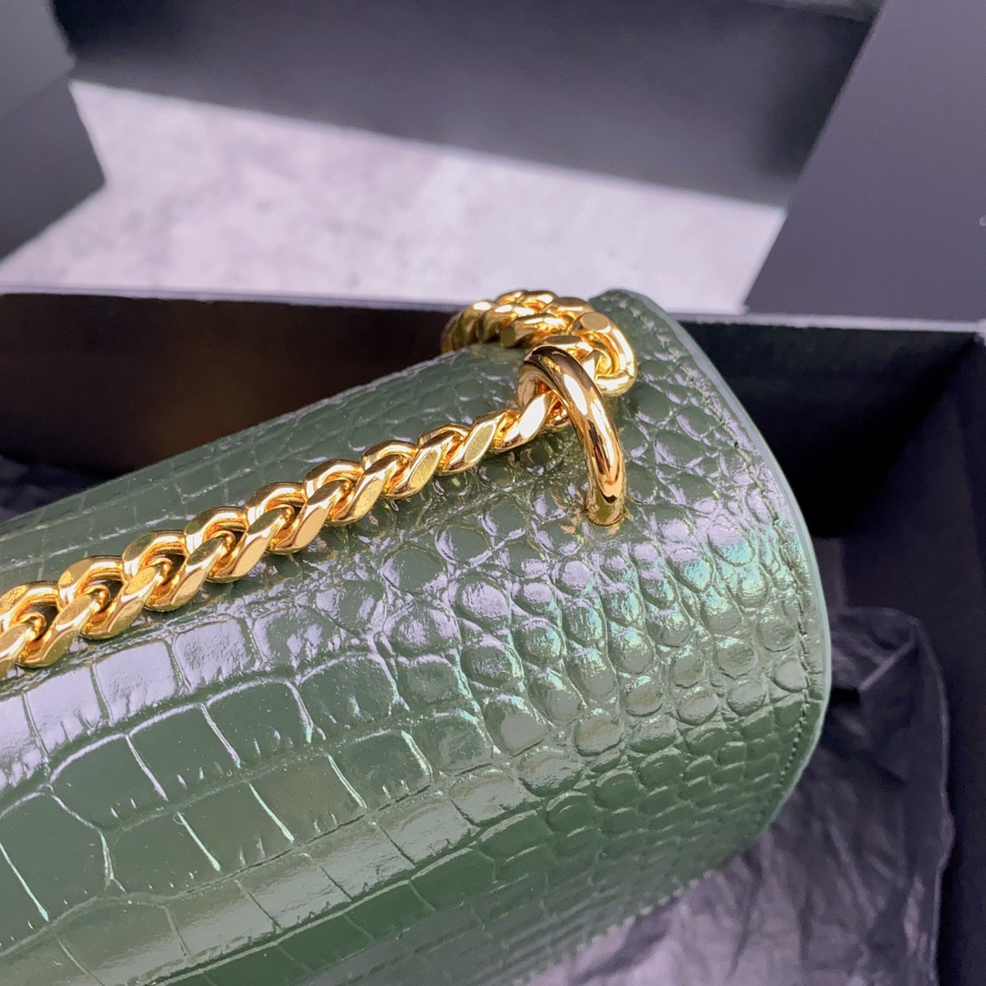 YSL SUNSET MEDIUM IN CROCODILE-EMBOSSED LEATHER MINT (22*16*6.5cm) - Image 9