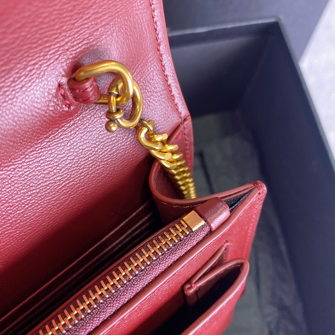 YSL SUNSET CHAIN WALLET IN SMOOTH LEATHER 7.4 X 5.5 X 2.1 INCHES - Image 10