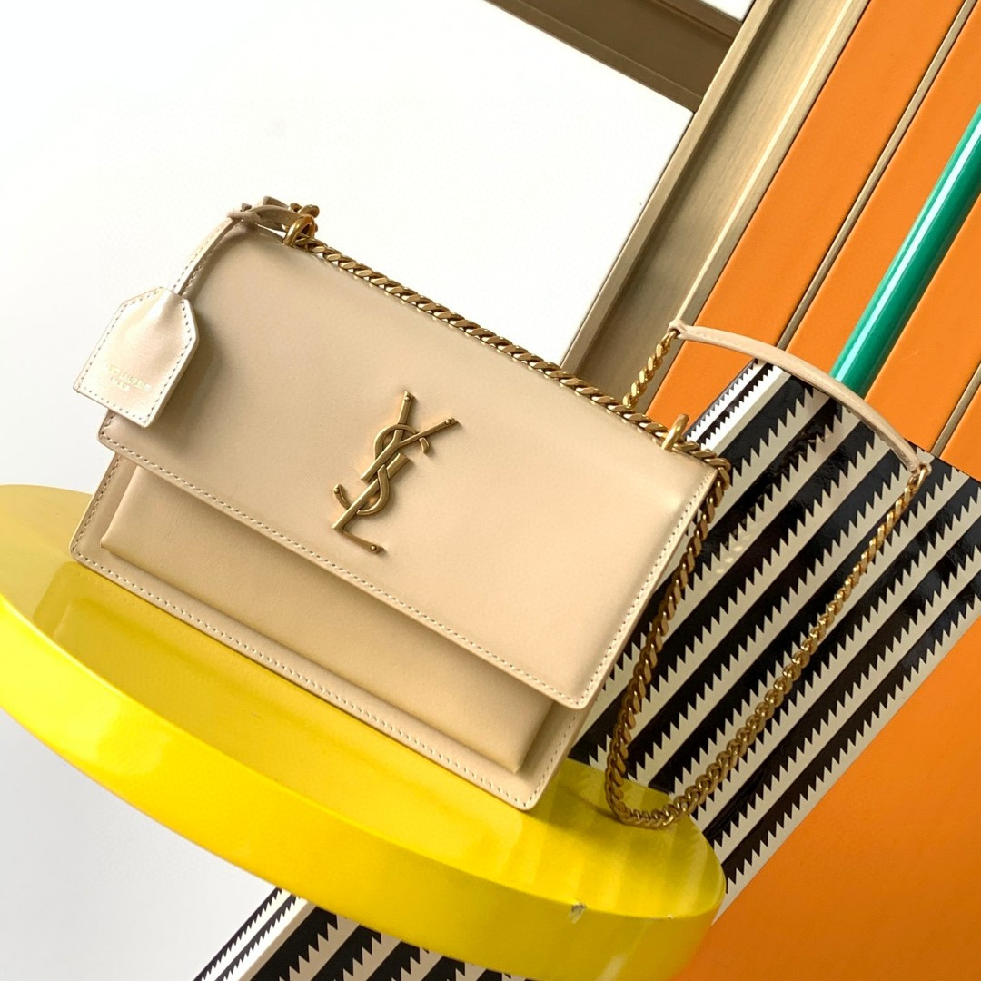 YSL SUNSET MEDIUM IN COATED-BARK LEATHER BEIGE(22*16*6.5cm) - Image 2