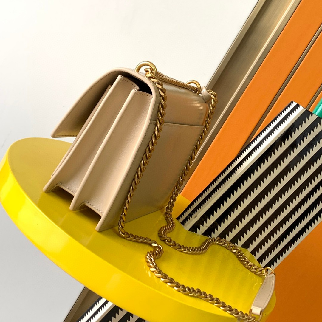 YSL SUNSET MEDIUM IN COATED-BARK LEATHER BEIGE(22*16*6.5cm) - Image 3