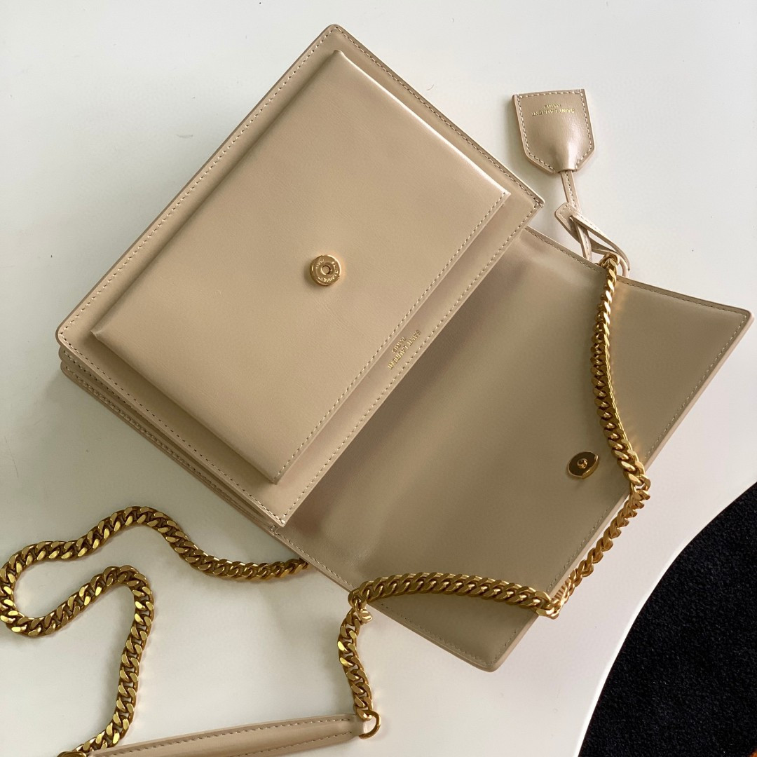 YSL SUNSET MEDIUM IN COATED-BARK LEATHER BEIGE(22*16*6.5cm) - Image 6