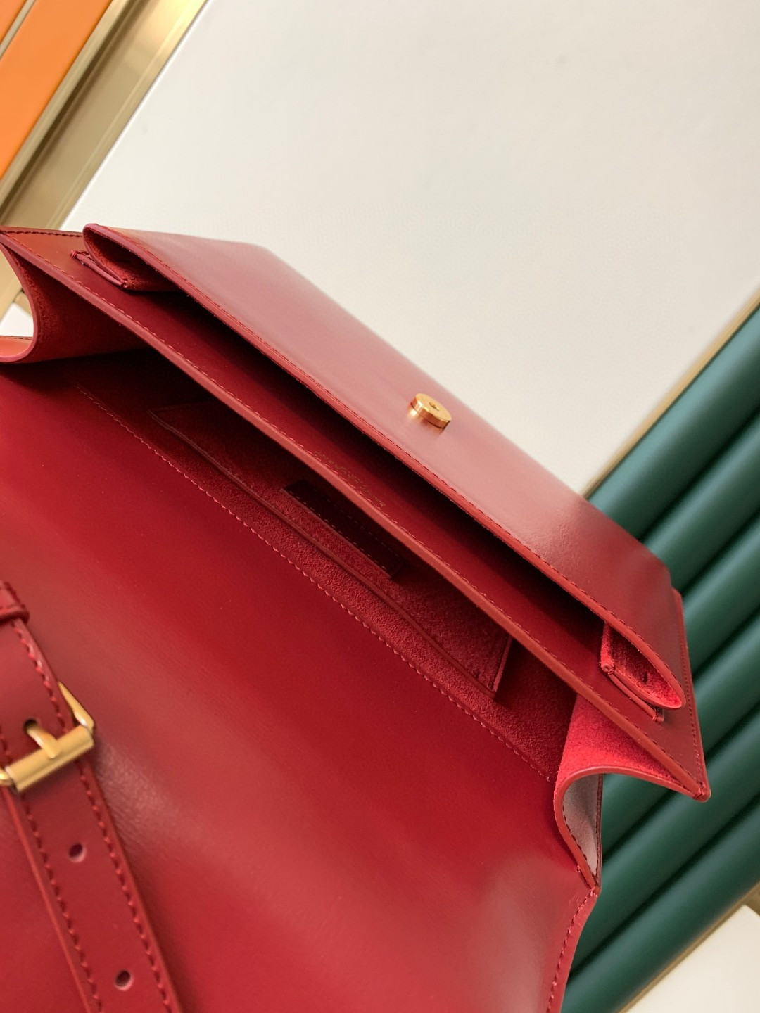 YSL SUNSET LARGE IN SMOOTH LEATHER RED 10.6 X 7 X 3.1 INCHES - Image 8