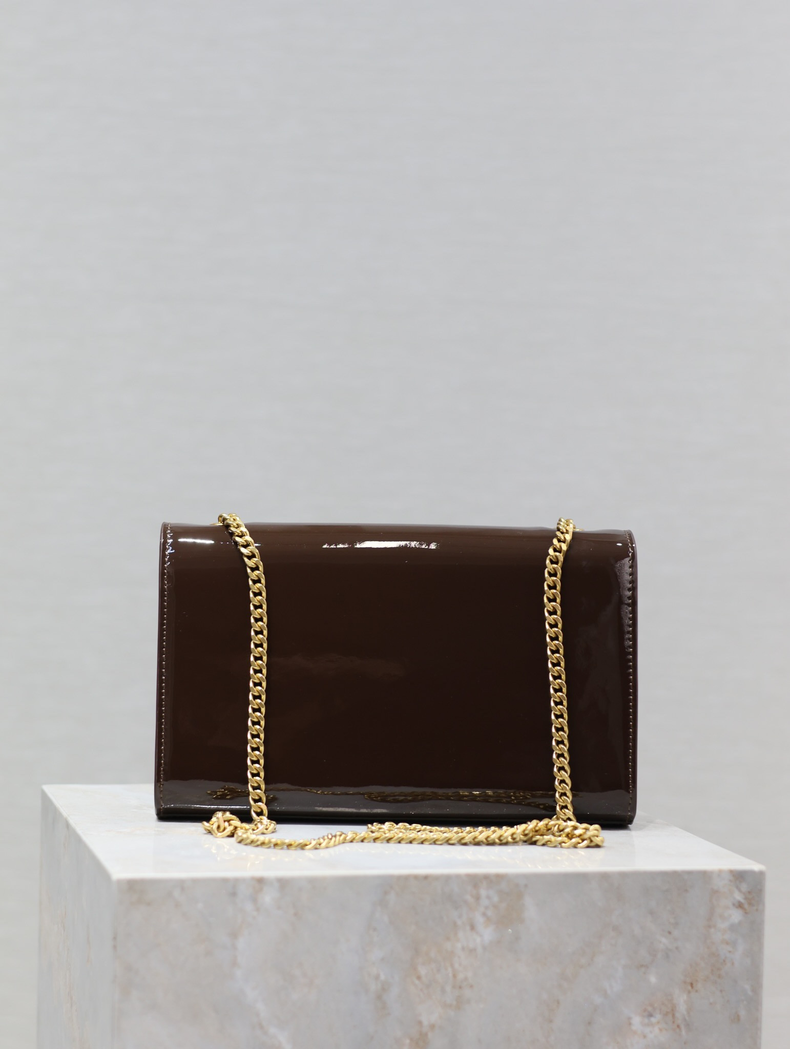 YSL KATE MEDIUM IN SHINY LEATHER BROWN 9.4 X 5.7 X 2.1 INCHES - Image 7