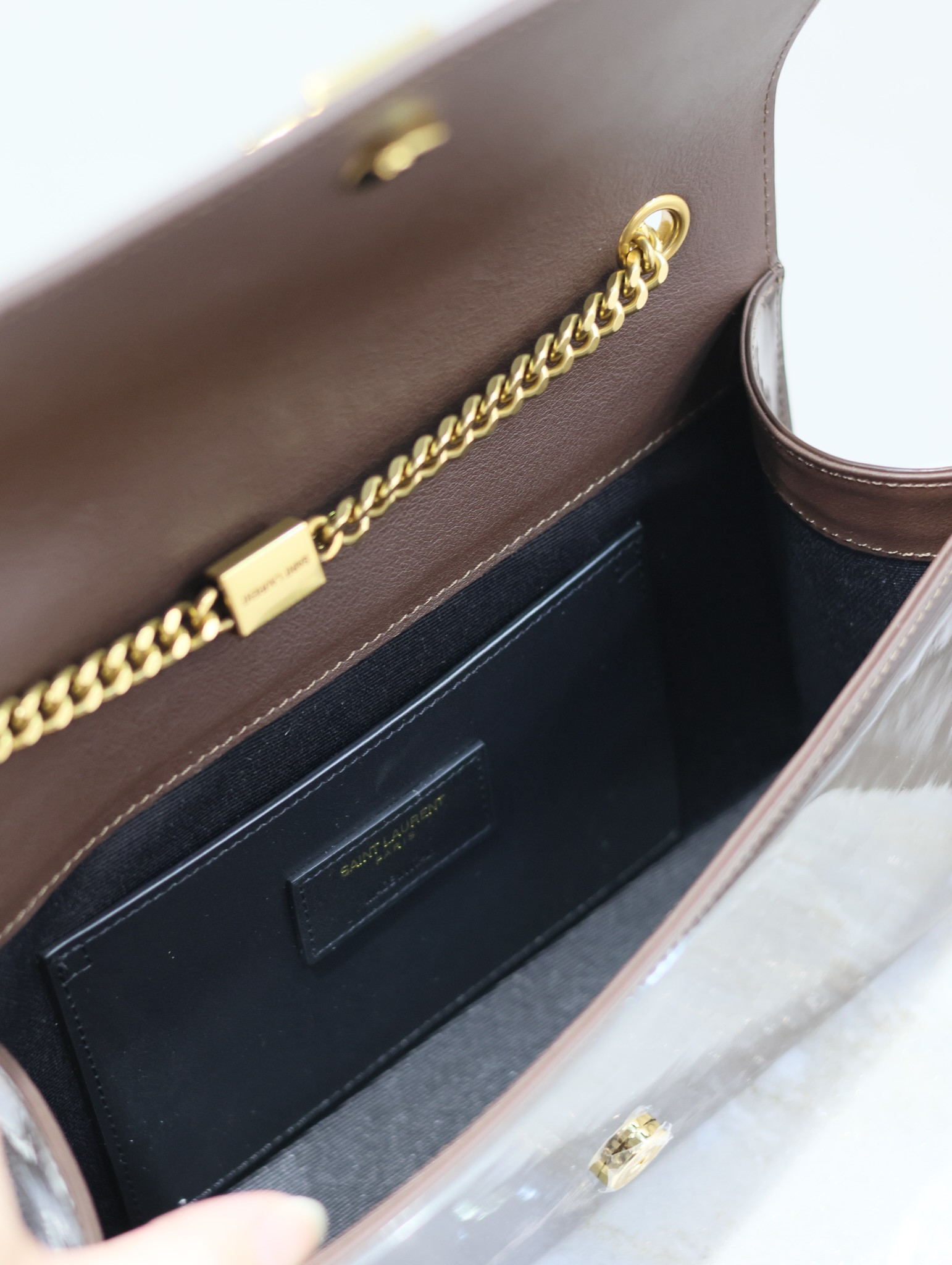YSL KATE MEDIUM IN SHINY LEATHER BROWN 9.4 X 5.7 X 2.1 INCHES - Image 10