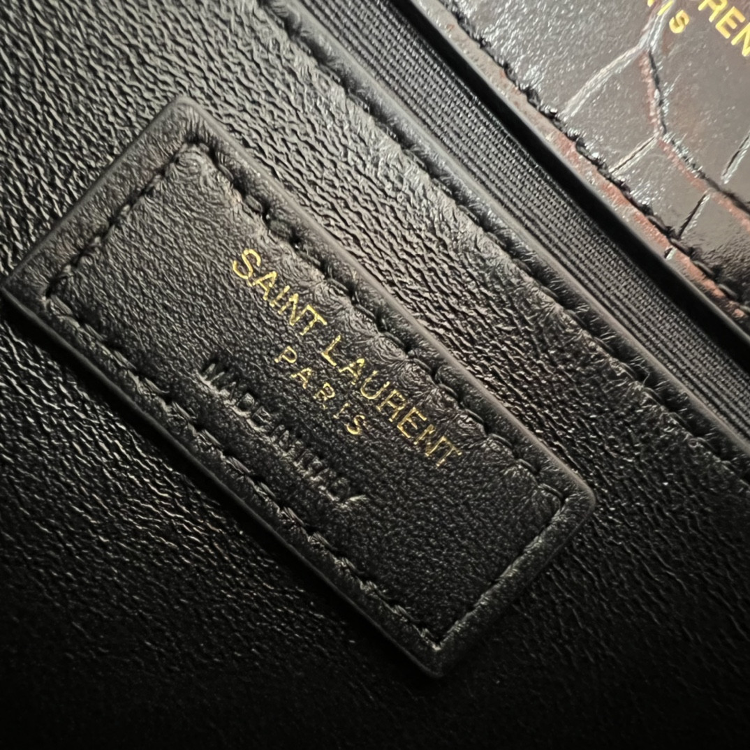 YSL KATE MEDIUM IN CROCODILE-EMBOSSED LEATHER BLACK 9.4 X 5.7 X 2.1 INCHES - Image 10