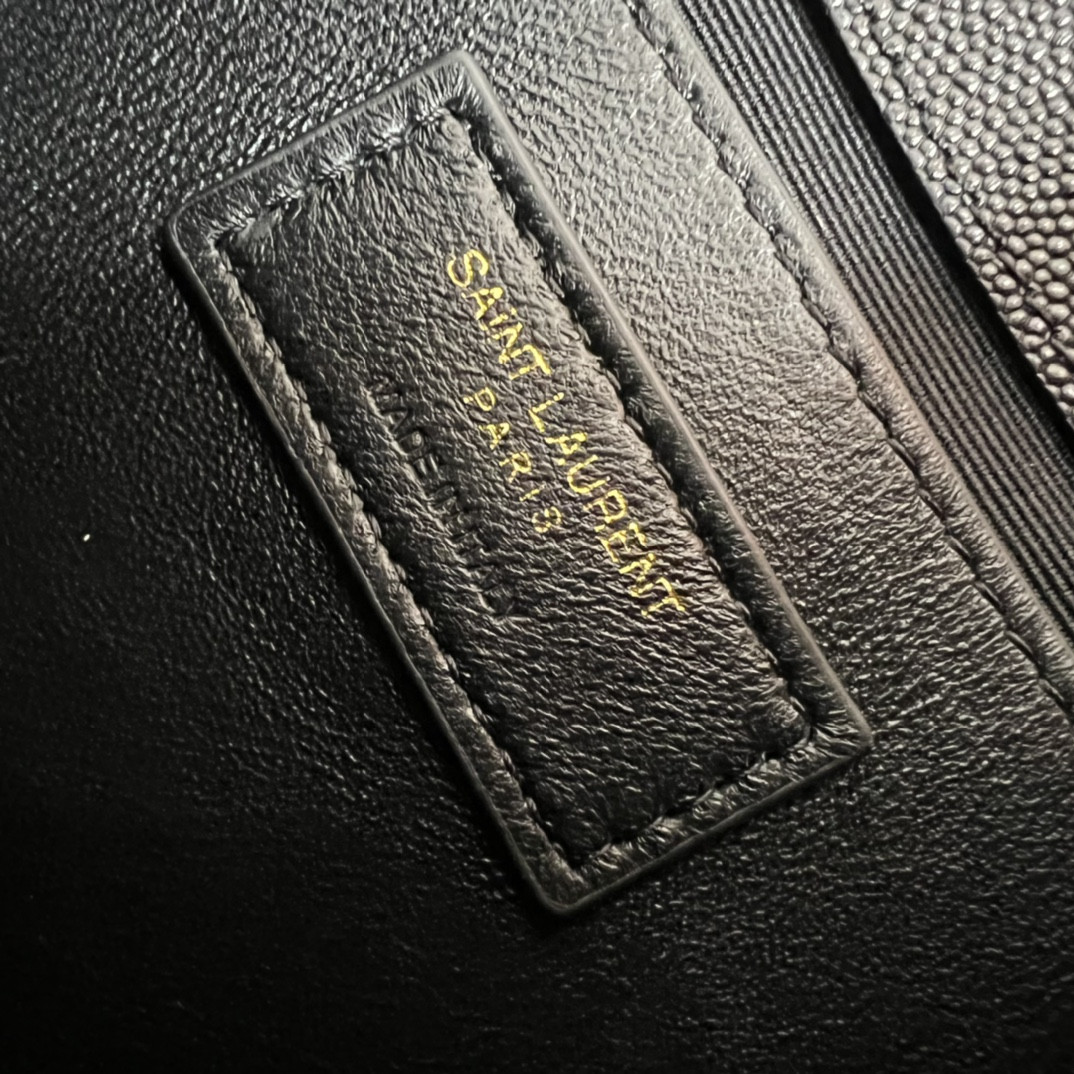 YSL KATE MEDIUM IN GRAIN DE POUDRE EMBOSSED LEATHER BLACK GOLD 9.4 X 5.7 X 2.1 INCHES - Image 3
