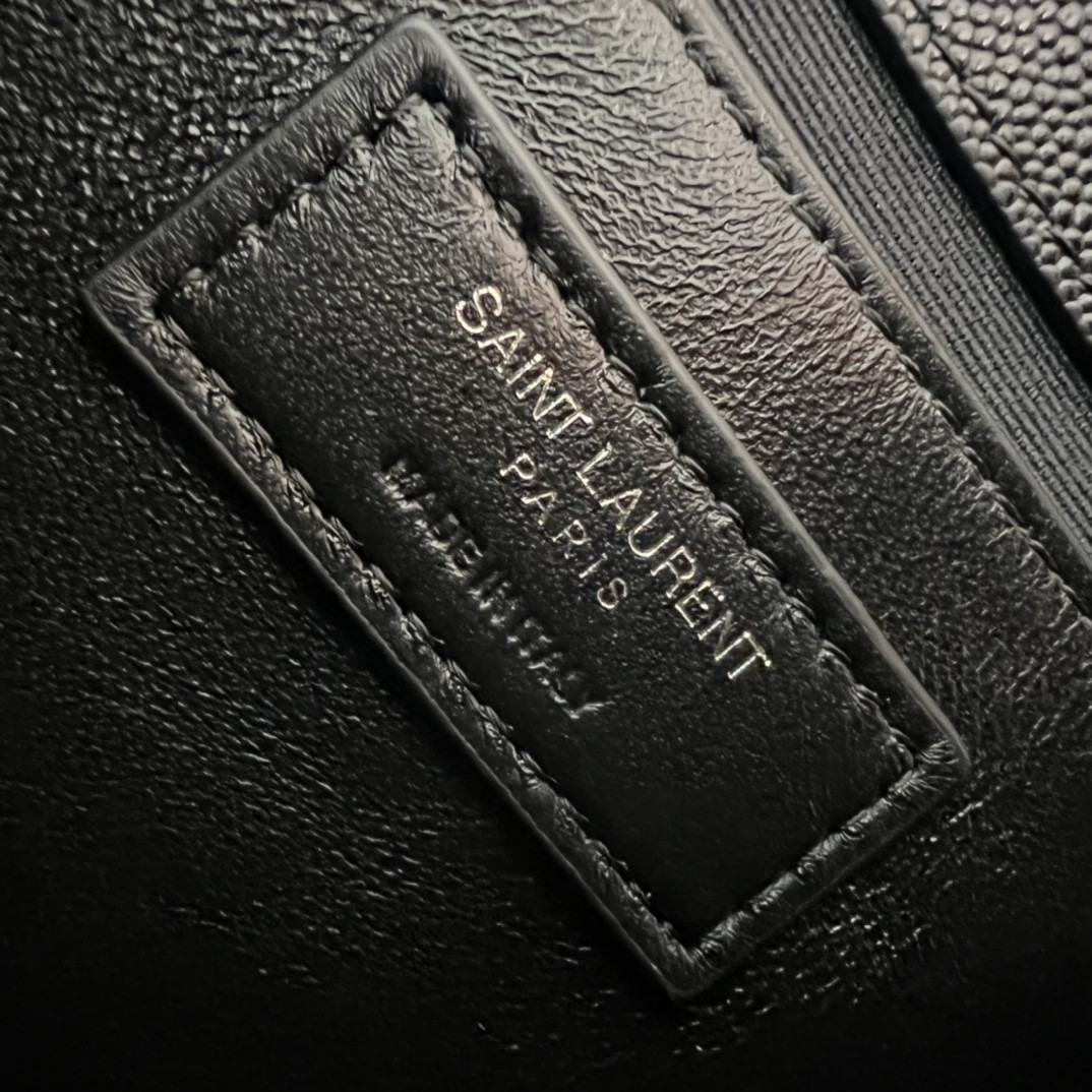 YSL KATE MEDIUM IN GRAIN DE POUDRE EMBOSSED LEATHER ALL BLACK 9.4 X 5.7 X 2.1 INCHES - Image 10