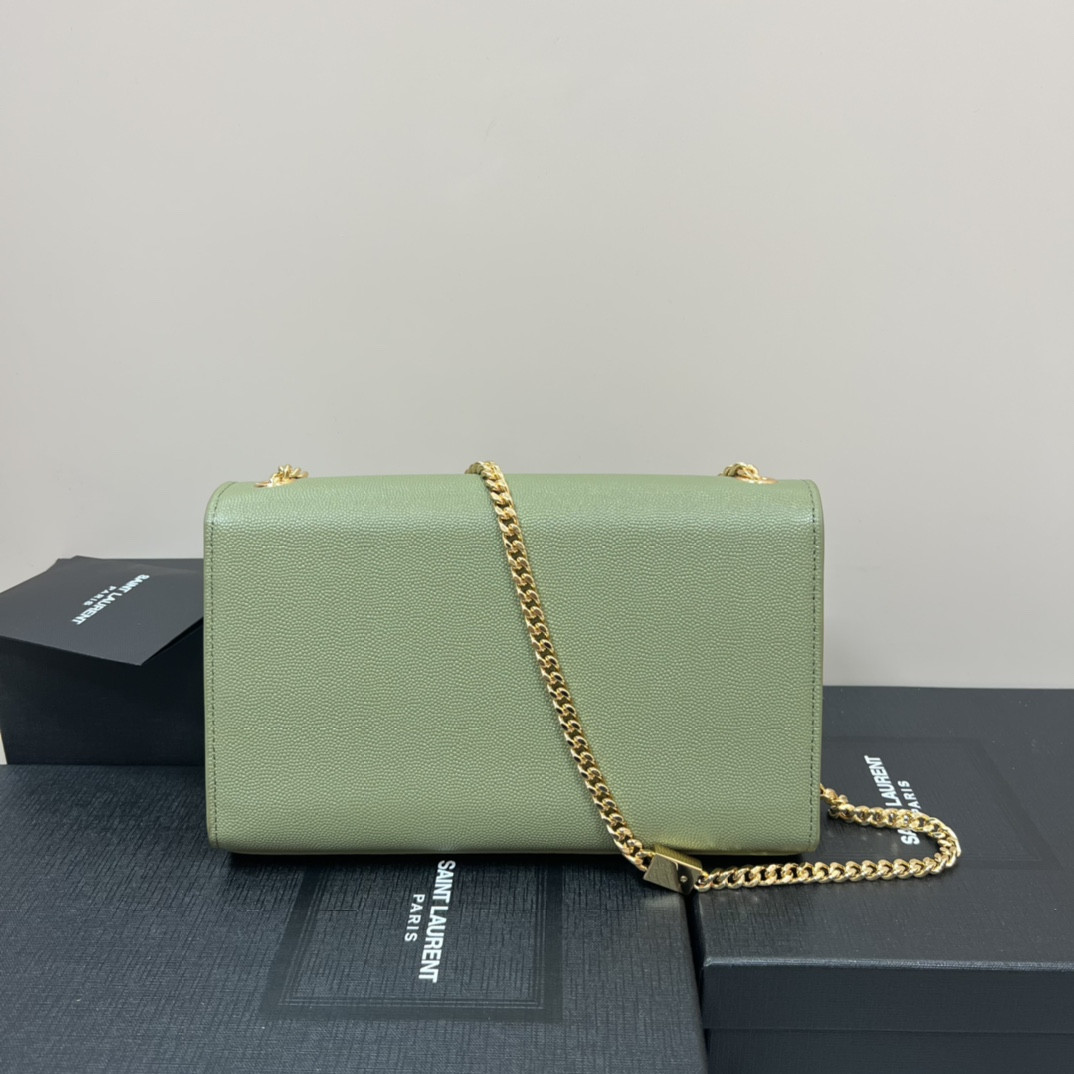 YSL KATE MEDIUM IN GRAIN DE POUDRE EMBOSSED LEATHER GREEN 9.4 X 5.7 X 2.1 INCHES - Image 3
