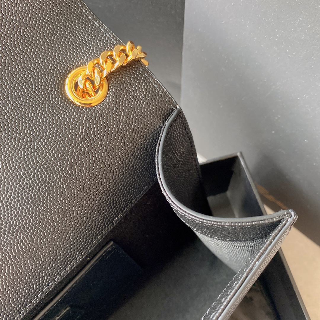 YSL KATE MEDIUM IN GRAIN DE POUDRE EMBOSSED LEATHER BLACK 9.4 X 5.7 X 2.1 INCHES - Image 10