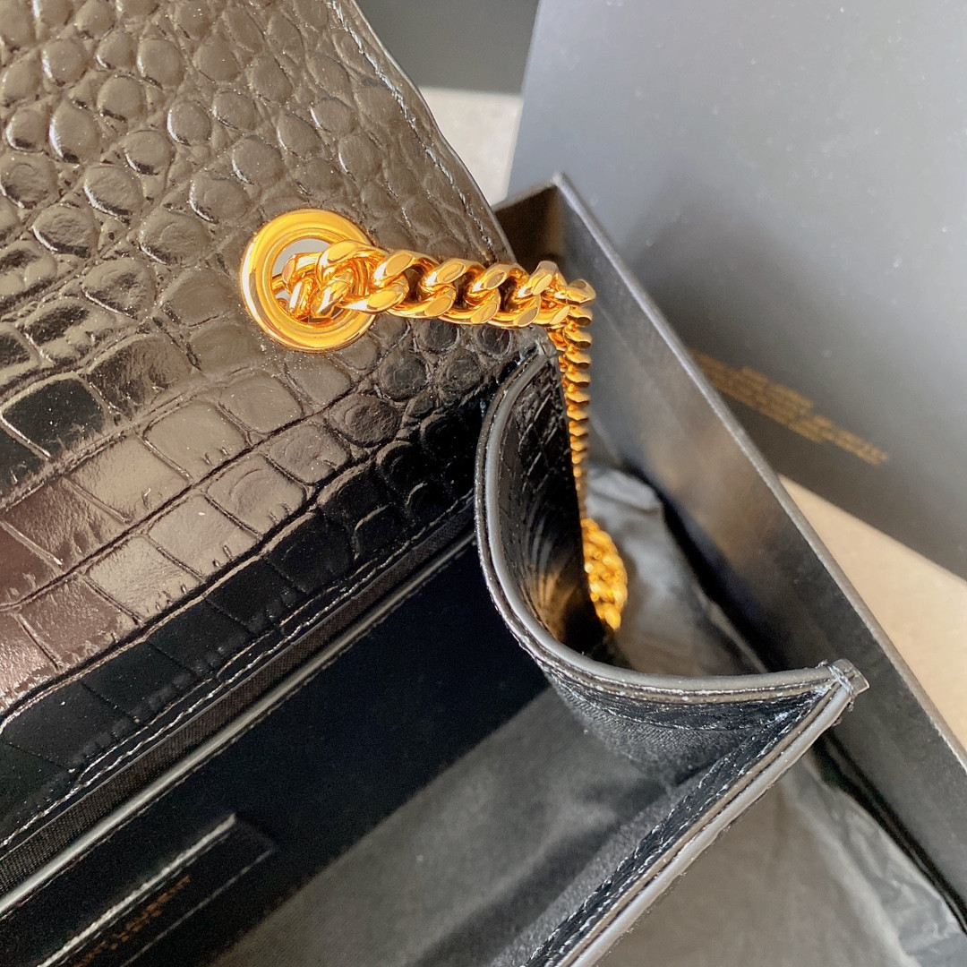 YSL KATE SMALL IN GRAIN DE POUDRE EMBOSSED LEATHER BLACK 7.8 X 4.9 X 1.9 INCHES - Image 10