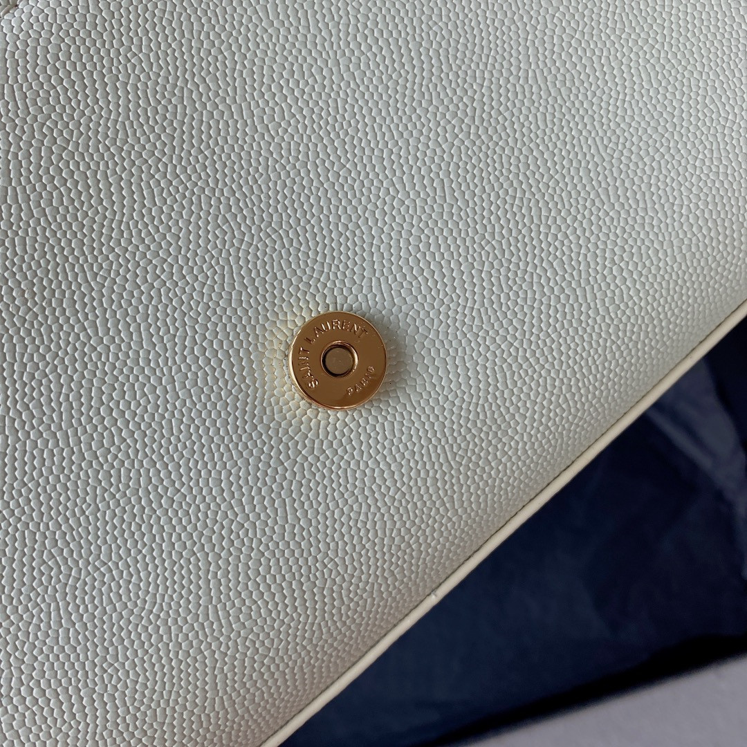 YSL KATE SMALL IN GRAIN DE POUDRE EMBOSSED LEATHER WHITE 7.8 X 4.9 X 1.9 INCHES - Image 10