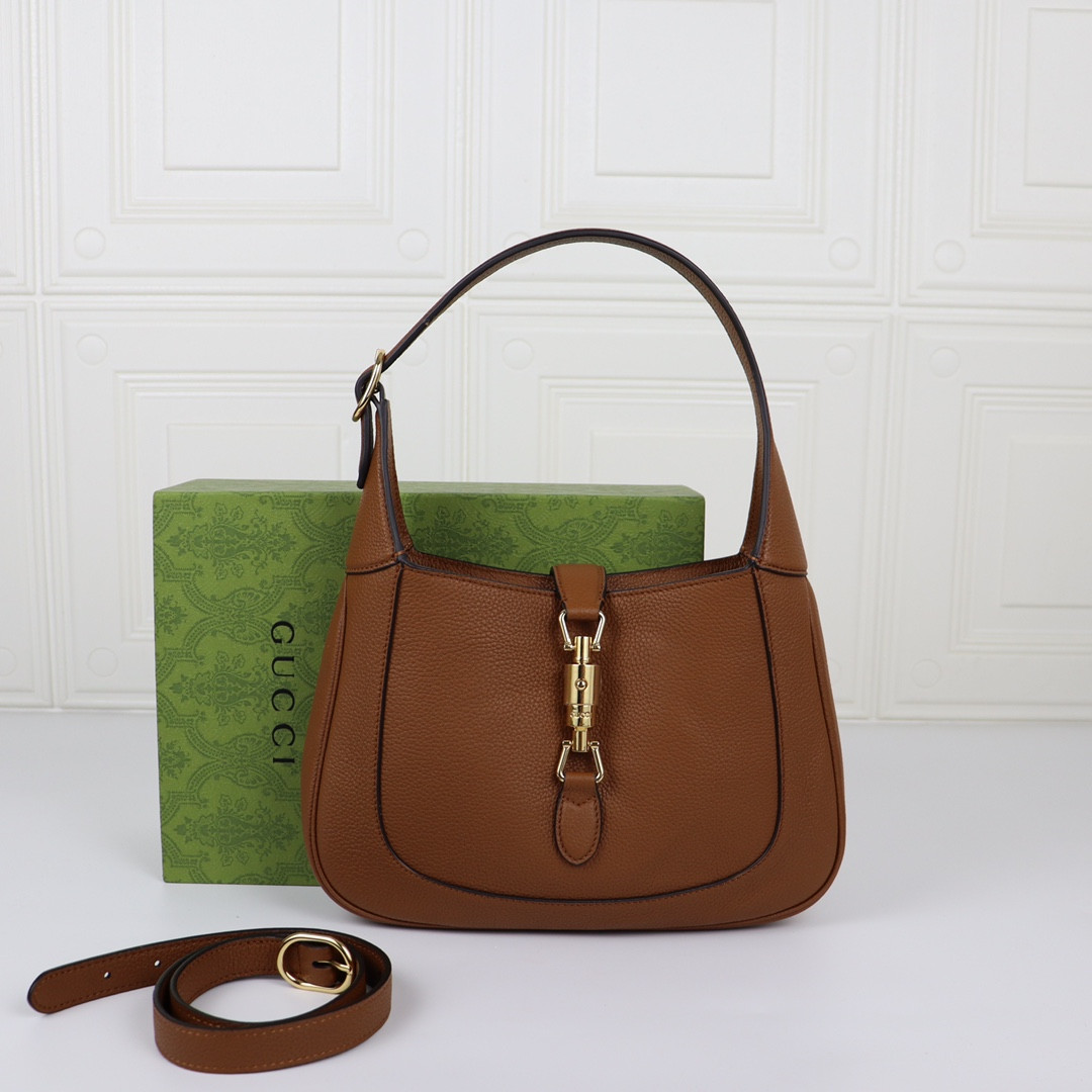 GUCCI JACKIE SMALL SHOULDER BAG Brown 10.8 x 7.5 x 1.6