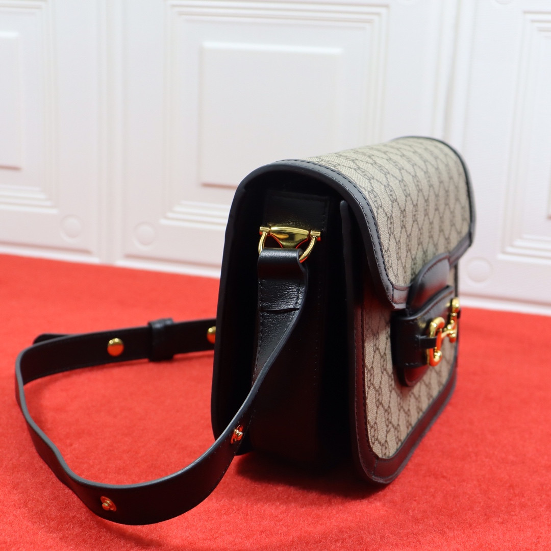 GUCCI HORSEBIT 1955 SHOULDER BAG Beige Black 9.8 x 7 x 3.1 - Image 4