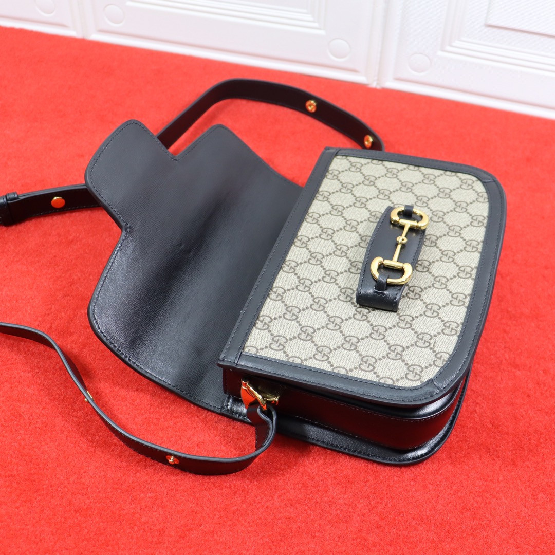 GUCCI HORSEBIT 1955 SHOULDER BAG Beige Black 9.8 x 7 x 3.1 - Image 8