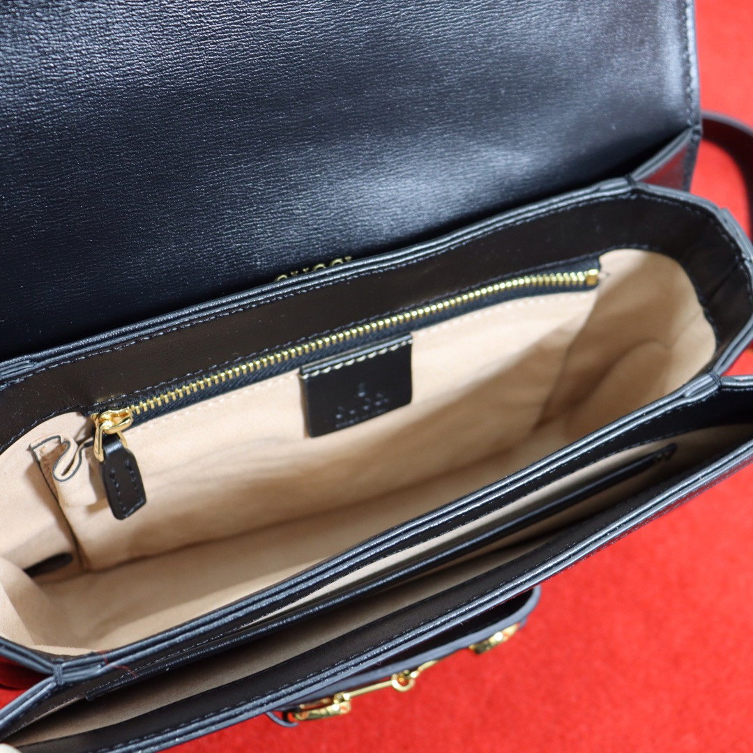 GUCCI HORSEBIT 1955 SHOULDER BAG Beige Black 9.8 x 7 x 3.1 - Image 9