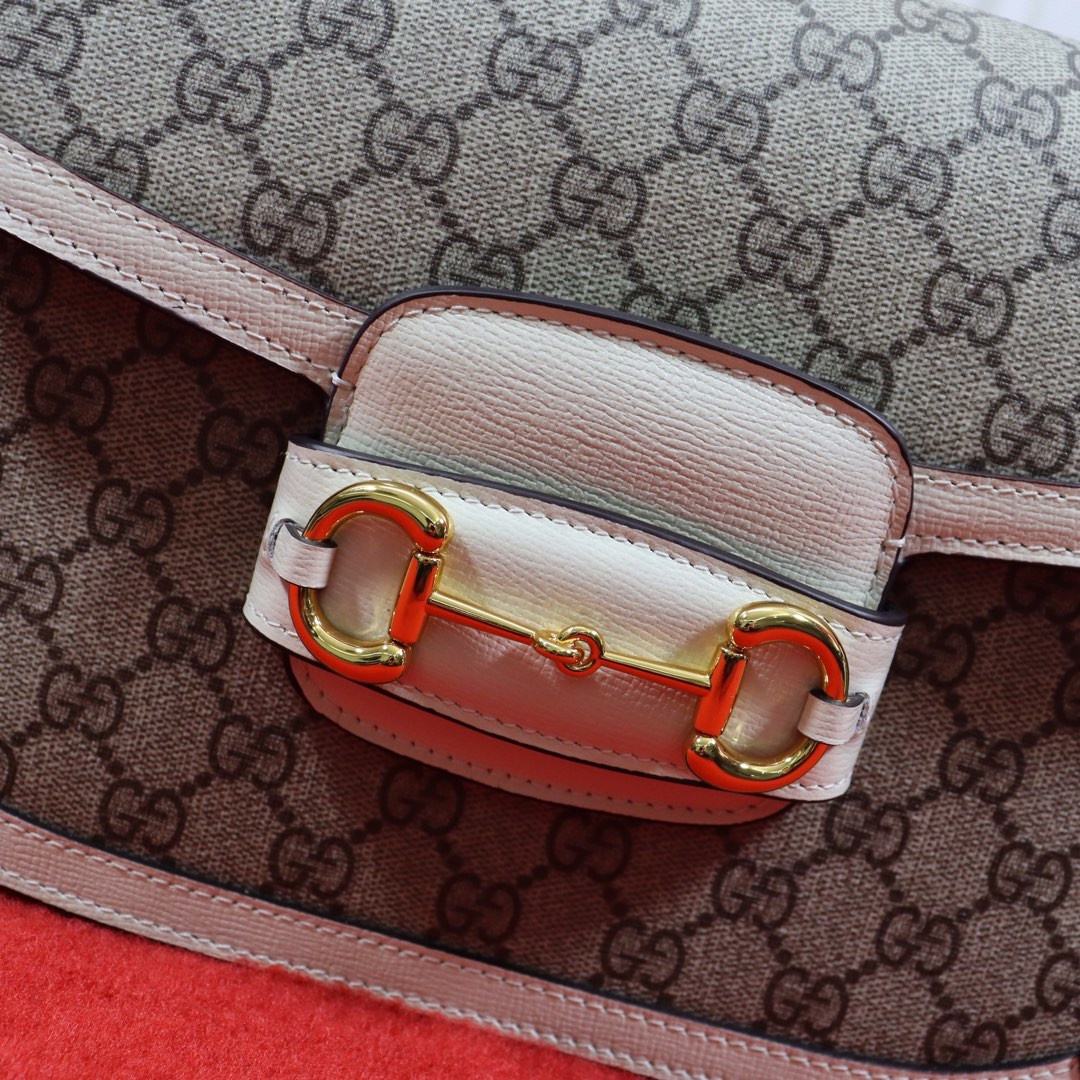 GUCCI HORSEBIT 1955 SHOULDER BAG GRAY WHITE 9.8 x 7 x 3.1 - Image 3