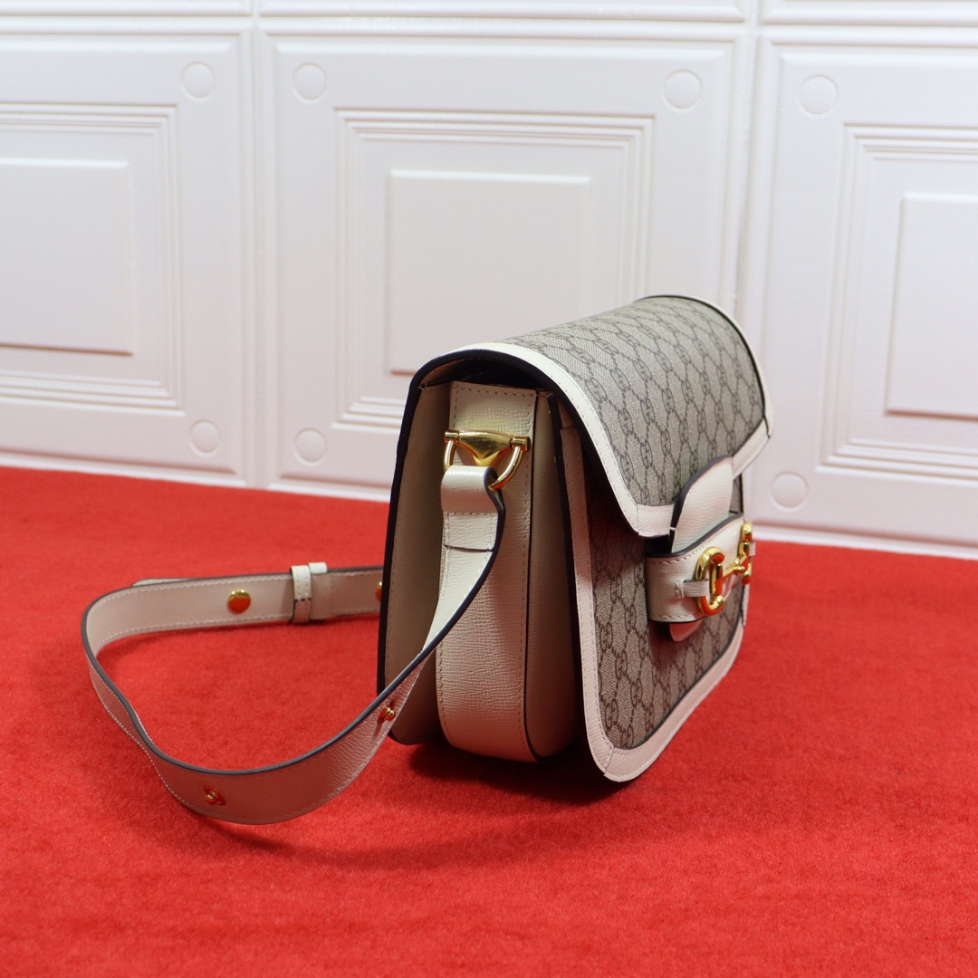 GUCCI HORSEBIT 1955 SHOULDER BAG GRAY WHITE 9.8 x 7 x 3.1 - Image 4