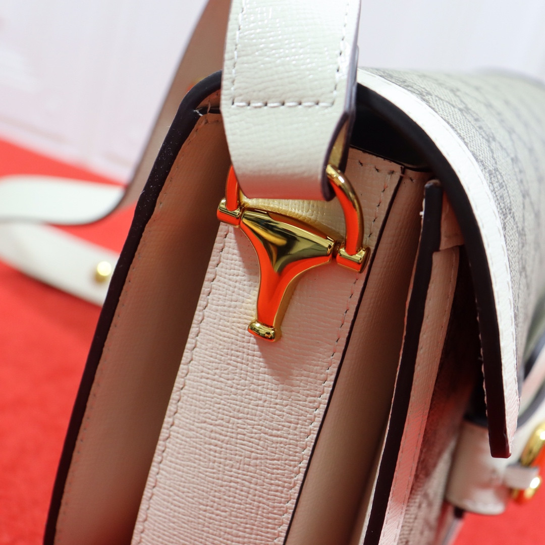 GUCCI HORSEBIT 1955 SHOULDER BAG GRAY WHITE 9.8 x 7 x 3.1 - Image 5