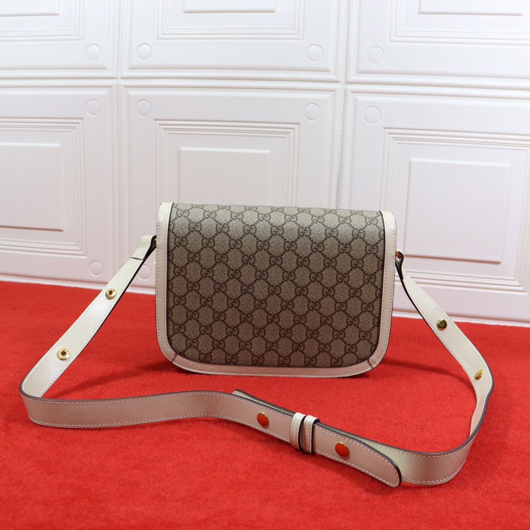 GUCCI HORSEBIT 1955 SHOULDER BAG GRAY WHITE 9.8 x 7 x 3.1 - Image 7