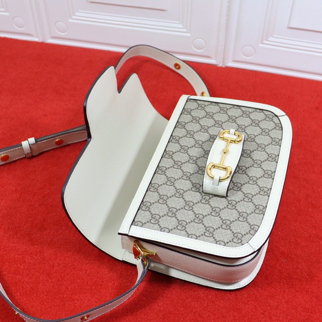 GUCCI HORSEBIT 1955 SHOULDER BAG GRAY WHITE 9.8 x 7 x 3.1 - Image 8