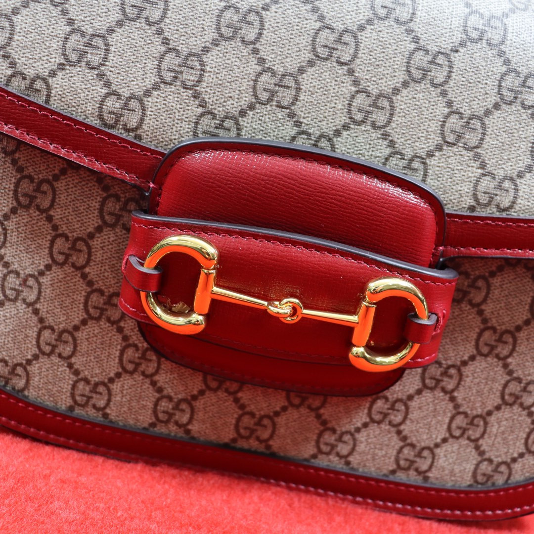 GUCCI HORSEBIT 1955 SHOULDER BAG GRAY RED 9.8 x 7 x 3.1 - Image 3