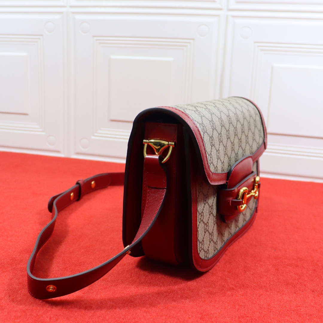 GUCCI HORSEBIT 1955 SHOULDER BAG GRAY RED 9.8 x 7 x 3.1 - Image 4