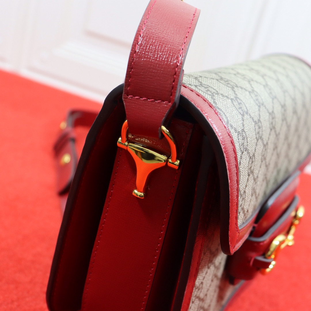 GUCCI HORSEBIT 1955 SHOULDER BAG GRAY RED 9.8 x 7 x 3.1 - Image 5