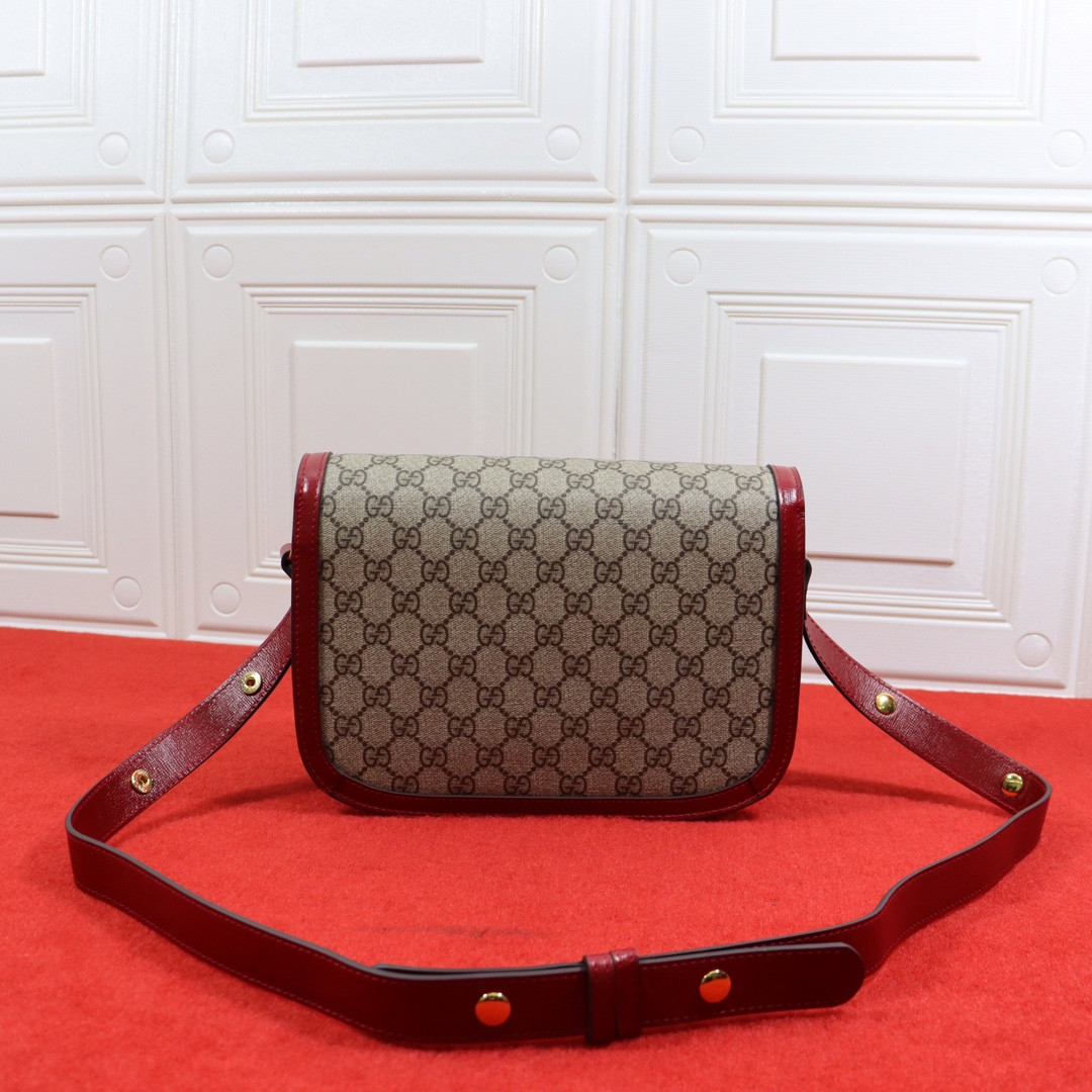 GUCCI HORSEBIT 1955 SHOULDER BAG GRAY RED 9.8 x 7 x 3.1 - Image 7