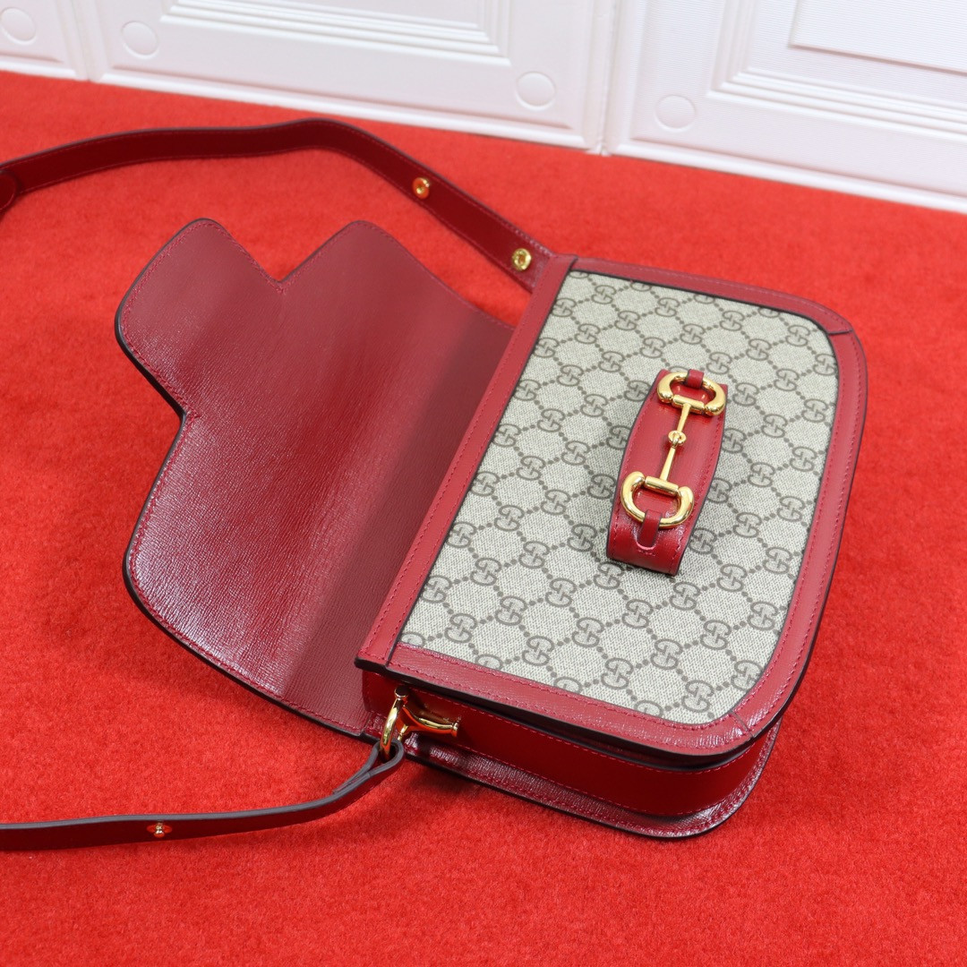 GUCCI HORSEBIT 1955 SHOULDER BAG GRAY RED 9.8 x 7 x 3.1 - Image 8