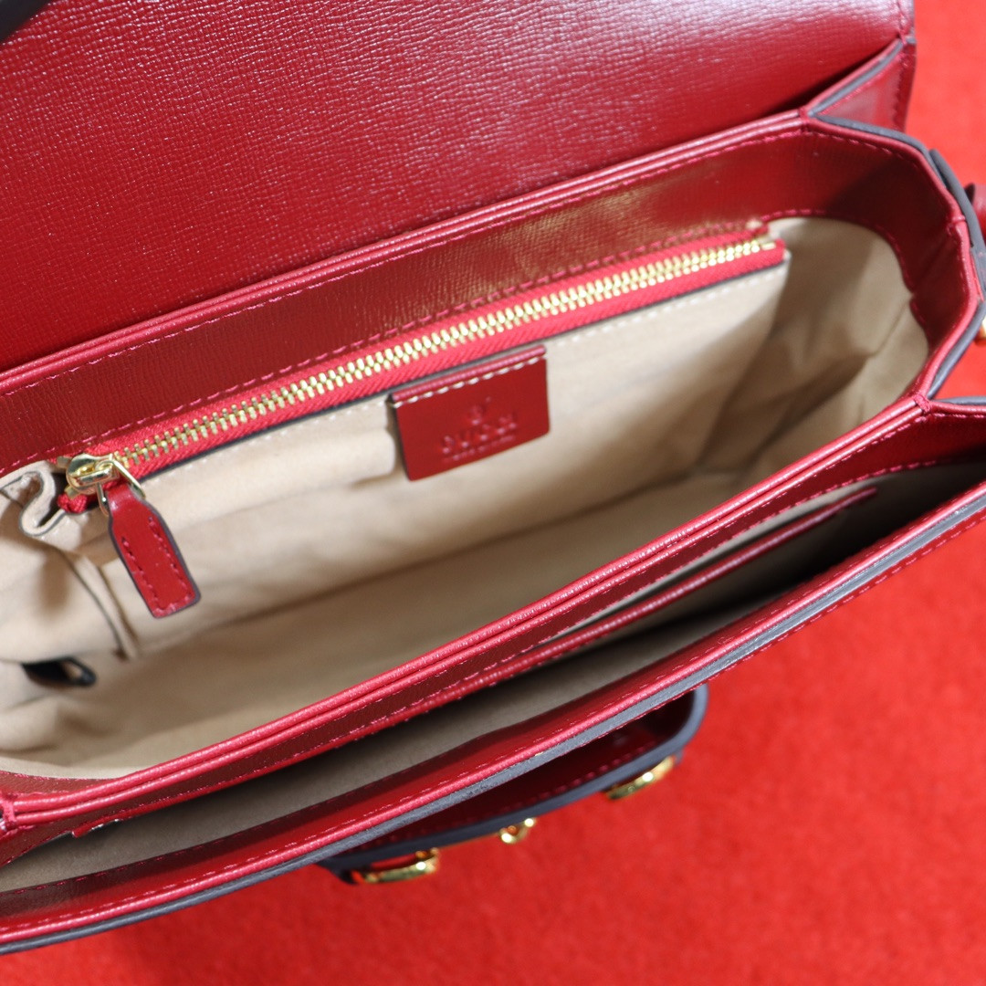 GUCCI HORSEBIT 1955 SHOULDER BAG GRAY RED 9.8 x 7 x 3.1 - Image 9