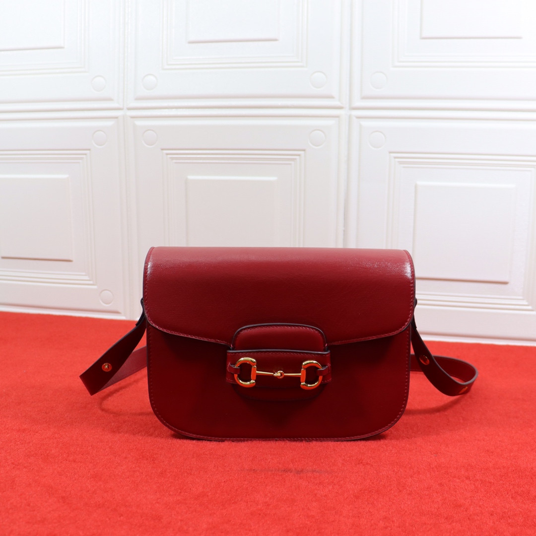 GUCCI HORSEBIT 1955 SHOULDER BAG RED 9.8 x 7 x 3.1