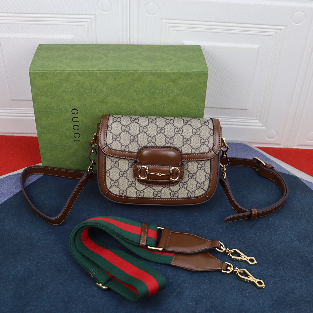 GUCCI HORSEBIT 1955 MINI BAG Beige and ebony 8.1 x 5.7 x 2