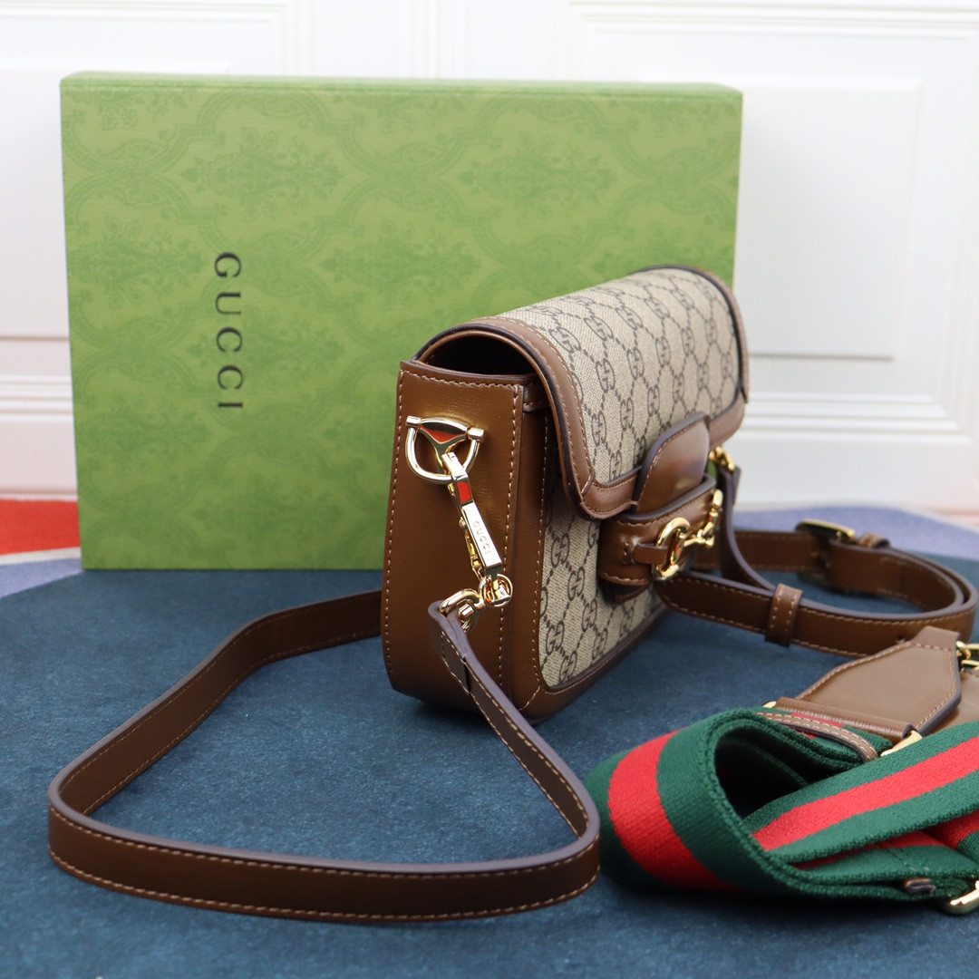 GUCCI HORSEBIT 1955 MINI BAG Beige and ebony 8.1 x 5.7 x 2 - Image 4